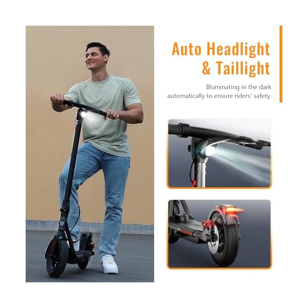 SISIGAD Elektroroller für Erwachsene Zusammenklappbarer, 500 W E-Scooter, 20km/h, 32KM/7,8 Ah or 48KM/10.4 Ah Akku, 10 Zoll Reifen, LED Display, mit App und Dual Brake System (Nein ABE) – Bild 7