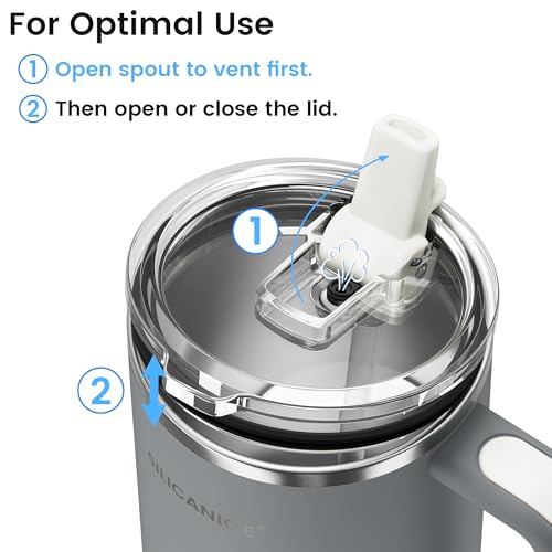 Image of For Travel & Gym - Never Drink from a Moldy Lid Again: 30oz Hygienic Tumbler, 100% Leakproof Lid & Removable Foldable Spout. Reinforced Base, Fits Cup Holders- Gray