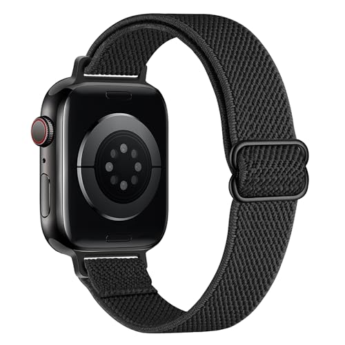 Slim Stretchy Bands Compatible with Apple Watch Band 40mm 41mm 42mm 38mm 44mm 45mm 46mm 49mm Women Men, Soft Fashion Nylon Braided Elastic Strap for iWatch Series 10 SE 9 8 7 6 5 4 3 2 1 Ultra 2