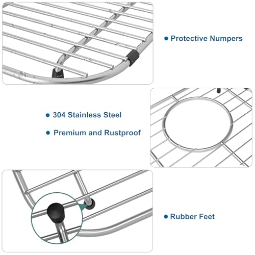 Homics Bottom of Sink Protector Rack, Stainless Steel 13.2"x11.6" Sink Grid Dish Drying Rack Grate with Rear Drain Hole 2 Packs by Homics - Image 4