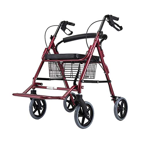 折りたたみウォーカー押し 歩行器 シート付き バスケット ブレーキ付き 折りたたみ式 4輪 軽量アルミフレーム 大人 高齢者向け