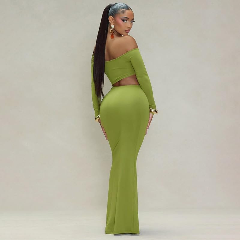 Women Sexy Hollow Out Bodycon Dress Long Sleeve Belly Cutout Maxi Long Dresses for Cocktail Party Festival Dress - Image 3