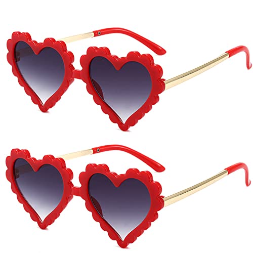 FBHLZ Kids Heart Shaped Sunglasses for Girls Boy Cute Glasses UV 400 Protection Outdoor Beach Children Gifts