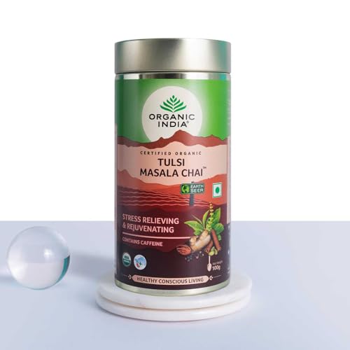 Image of A TATA Product - Organic India Tulsi Assam Masala Chai Powder, 100 Gm Tin (Pack of 3)