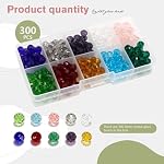 300Pcs 8mm Crystal Glass Beads Wholesale Briolette Bead, Finding Spacer Beads Faceted with Container Box for Making Jewelry Necklace Wristband DIY Craft 10colors