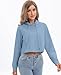 milanpavilion Women's Drawstring Cropped Hoodie Casual Plain Fashion Hoodies Workout Crop Tops Sweatshirt Long Sleeve Top Blue