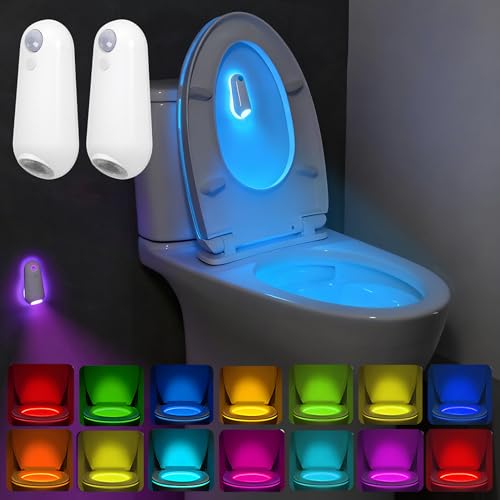 Toilet Night Light Motion Sensor,8 Color Changing USB-C Rechargeable Toilet Bowl Light for Bathroom...