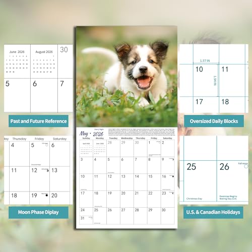 2026 wall calendarcalendar 2026puppy monthly wall calendar 1234 x 2434 openfamily planner calendar organizer with cute puppy images for puppies dogs lovers