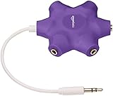 amazon basics 5-way multi headphone audio splitter connector, purple