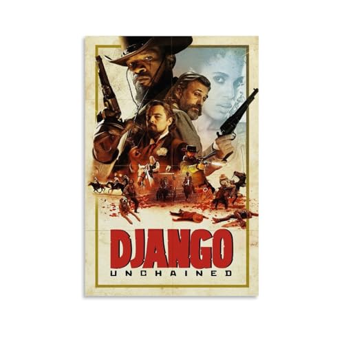 YUYUMEGDE Django Póster de Película Desencadenada, Pintura Decorativa Lienzo Arte de Pared Salón Póster Dormitorio Pintura, Arte de Pared Impresión de Imagen Moderna Decoración de Habitación Familiar