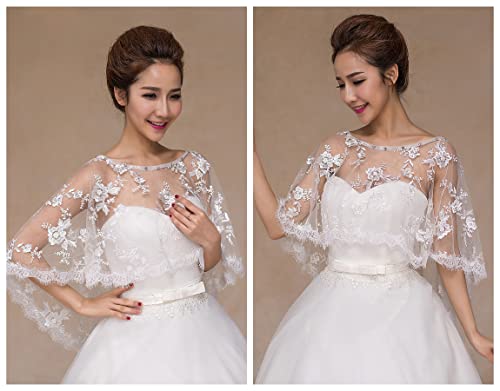 Ayliss Women Lace Wedding Shawls Wrap Bridal Embroidered Shrug Bolero Cape Shoulder Covers Up Evening Prom Party Dress3