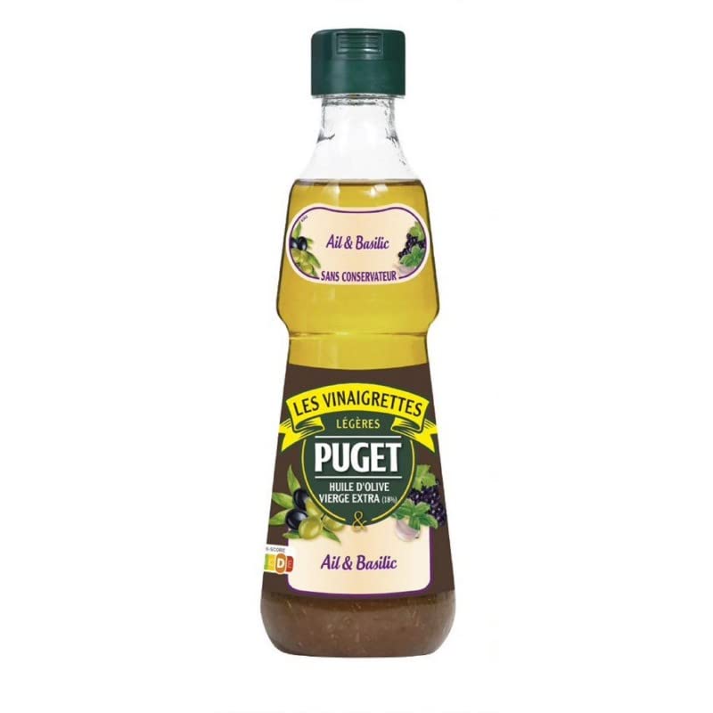 PUGET - Vinaigrette Légère Biphasée Vinaigre De Xérès Ail Basilic 330Ml - Lot De 4 - Vendu Par Lot