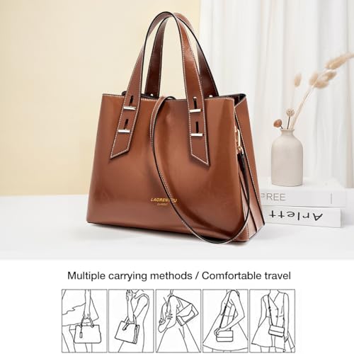 Image of LAORENTOU Women Crossbody Handbags Genuine Leather Satchel Handbags for Women Top-handle Shoulder Tote Purses