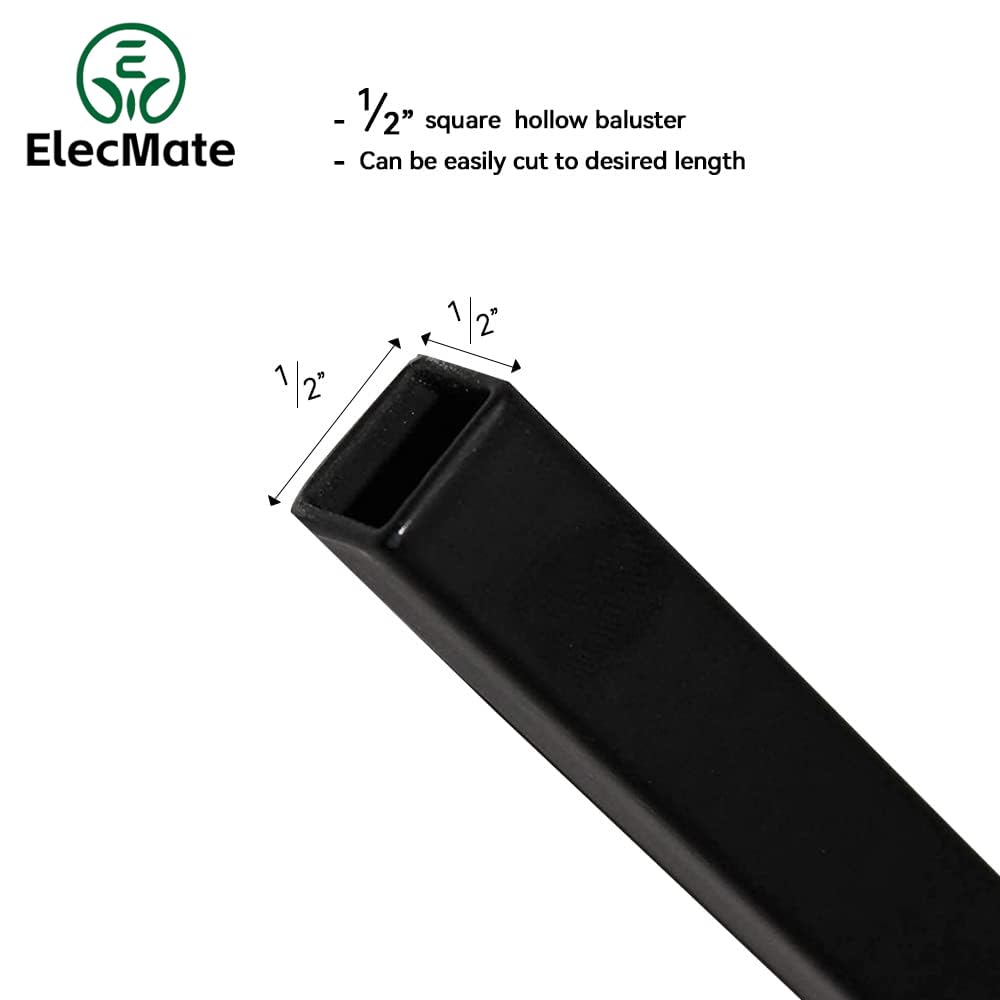 Balaustres de hierro para interior de escalera (caja de 10) husillos de escalera cuadrados de metal de 1,27 cm – Balaustres de escalera de doble canasta hueca de un solo giro (negro satinado