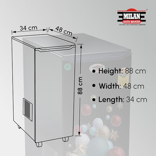 Image of Milan Fully Automatic Domestic Flour Mill Machine - Atta Chakki, Aata Maker, Ghar Ghanti | 8-10 Kg /Hr Grinding Capacity, 4.5 Kg Hopper | 2880 RPM Motor | Low Voltage Operation (175V)(Royal Bloom)