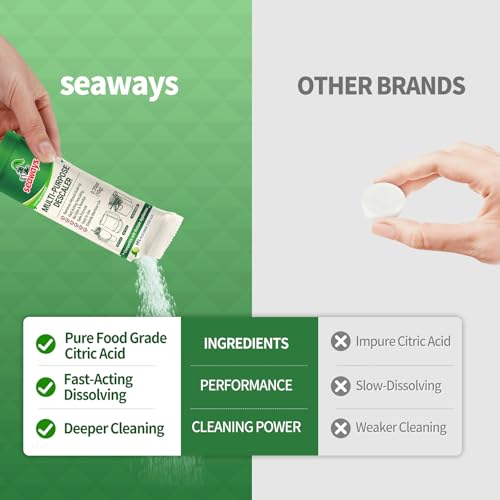 Image of Seaways Descaler & Cleaner Powder Packets (60 Uses, 3-Pack Value Bundle) - Descaling Solution for Nespresso, Coffee Machine, Ice Maker & Kettle | Citric Acid Limescale Remover | 20x0.35 oz