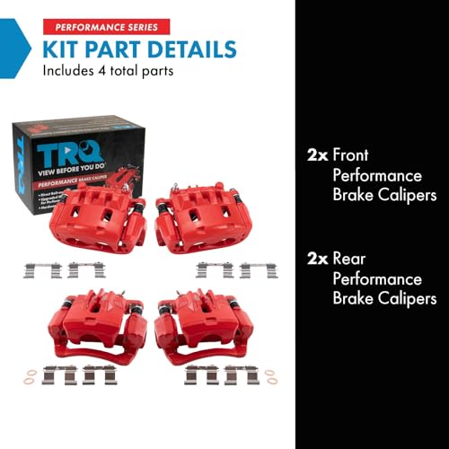 Image of TRQ Performance Front and Rear Brake Caliper Set Brackets Coated Compatible with 2010-2012 Subaru Legacy 2010-2012 Outback