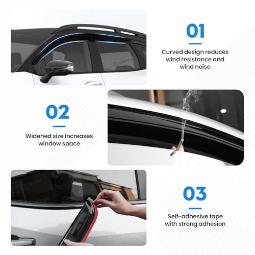 Image of Sportage Rain Guards - Window Visors for Kia Sportage 2023-2025 2026, Out-Channel Side Window Rain Guards for Sportage Accessories, 4PCS, Black, Car Accessories