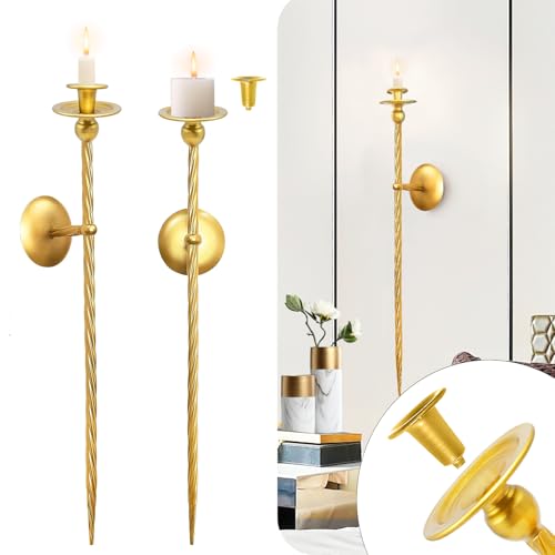 Catálogo para Comprar On-line Candelabros de pared de esta semana. 50 Juego de 2 candelabros de pared largos para vela de pared, candelabros de pared grandes, candelabros de pared, candelabros de pared, soporte de pared de metal, moderno y elegante,...