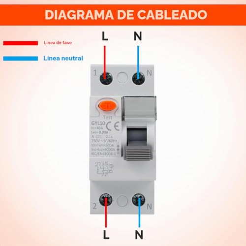 Miniatura 6 de Disyuntor Diferencial 40a 30ma Tipo A Interruptor Diferencial Superinmunizado Rccb 2p Ac230v Interruptor De Corriente Residual Disyuntor Magnetotermico Protección De Fugas Gyl10