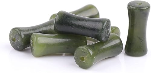 Miniatura 8 de JOE FOREMAN 30 cuentas naturales de jade verde oscuro de 0.197 x 0.472 in, cuentas de hueso de nudo de bambú para hacer joyas, energía energía