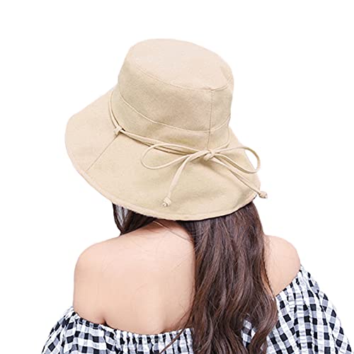 Bucket Sun Hat Women Foldable Bucket Hat with String UPF50+ Fisherman Hat Cotton Beach Hat Cap Wide Brim Sun Hats for Women Sun UV Protection Hat Travel Fishing Hat Cap Floppy Hat Sun Visor Cap Ladies