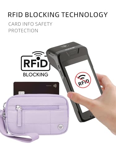 Image of WESTBRONCO Wristlet Wallets for Women - RFID Blocking Quilted Nylon Phone Wallet, Card Holder Purse for Travel & Everyday Use