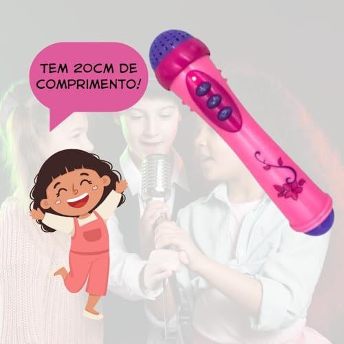 Brinquedo Infantil Musical Microfone Rosa Luz Som Divertido (Rosa)