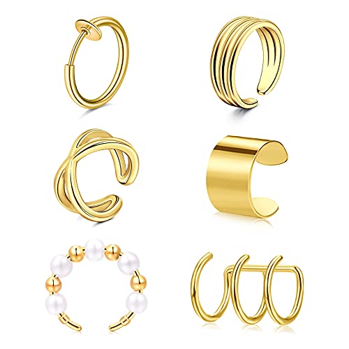 Funseedrr 3-6stk Ohrklemme Ohrmanschette Edelstahl Ear Cuff Fake Helix Knorpel Ohrringe Kein Piercing Ohrclips Gold Cover