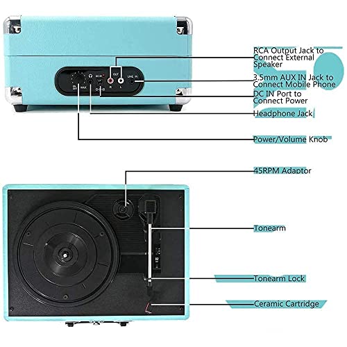 XBR Record Player, Record Player,Vinyl Music on Vinyl Turntable with 2 Built-in Speakers, 3-Speed Portable Vinyl LP Player, RCA(Phonograph) - Les Beatles, Paul McCartney, John Lennon, RIngo Starr, George Harrison XBR Record Player, Record Player,Vinyl Music on Vinyl Turntable with 2 Built-in Speakers, 3-Speed Portable Vinyl LP Player, RCA(Phonograph) – Image 6
