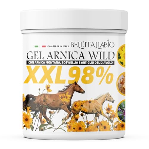 BELL'ITALIABIO Arnica Gel Forte Wild XXL 98% 600 ml con árnica montana, boswellia y garra del diablo fuerte alivio inmediato para los músculos natural dermatológicamente probado Made in Italy