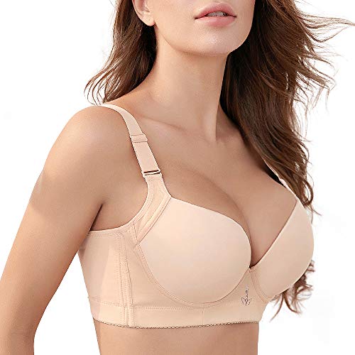 Image of FallSweet Padded T Shirt Bras for Women Push Up Comfort Underwire Brassiere