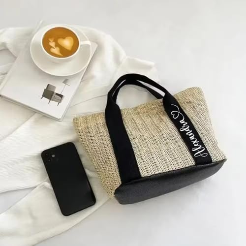 Personalized Beach Bag Custom Tote Bag For Women Woven Bags With Your Name, Present HandBags Suitable For Wedding, Birthday, Beach, Gift For Bridesmaid, Mom, Teacher, Friend2