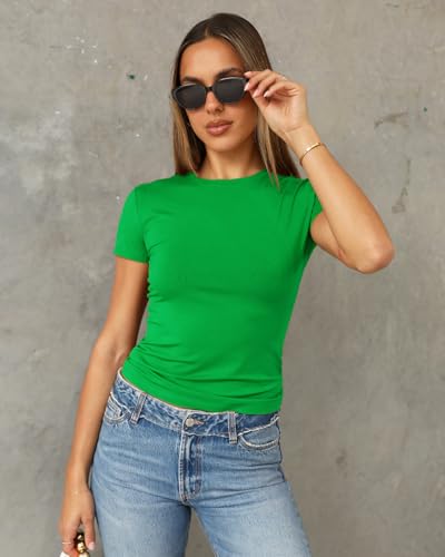 Image of Abardsion Women's Casual Basic Slim Fit T Shirts | Summer Clothes 2026 Going Out Crop Tops Short Sleeve Crew Neck Ladies Tees