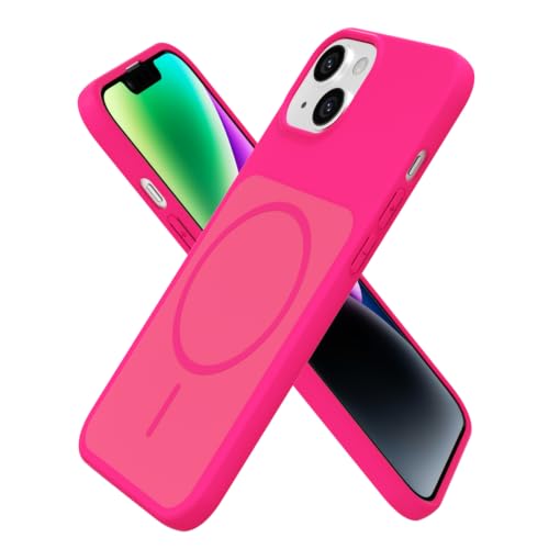 Coque iPhone 13 antichoc rose vif silicone magnétique