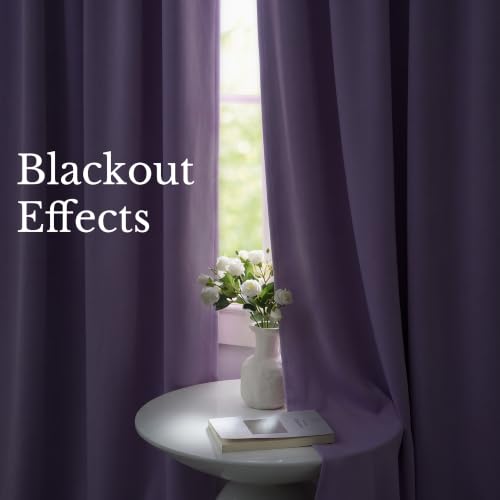 Image of NICETOWN Lavender Purple 54 Inches Long 2 Panels for Girls Room, Bedroom, Nursery Thermal Insulated Blackout Drapes Solid Grommet Noise Reducing Window Curtains, W40