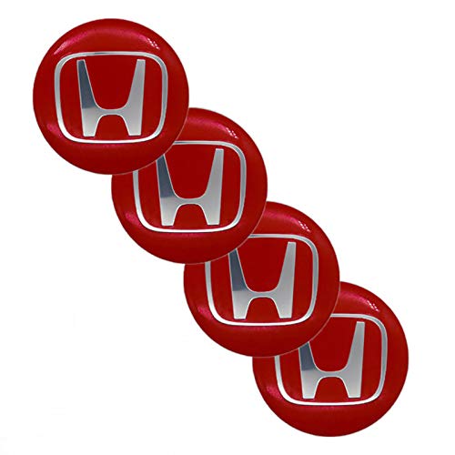 KGASYUI Wheel Center Hub Caps Car Accessories 4pcs 65mm Wheel Hub Center Sticker Cover Wheel Badge Sticker Cover Compatible with Honda- Logo Car Modification Stickers Center Caps (Color : Red)