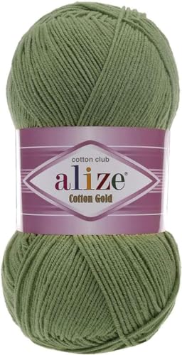 Image of 55% Cotton 45% Acrylic Alize Cotton Gold Yarn 1 Skein /Ball 100 gr 360 yds (485-Green)