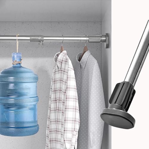 Barra Armario Barras Ajustables Ovaladas para Colgar Ropa en El Armario, Rieles Tubulares para Cortinas Sin Necesidad de Taladrar para Dividir Ambientes, Barra de Soporte para Ropa(Gray,70-120cm(27.6-