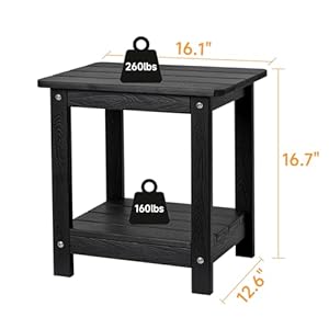 Adirondack outdoor side table patio end table with storage hdps weather resistant for patio pool porch garden black  urban country home decor