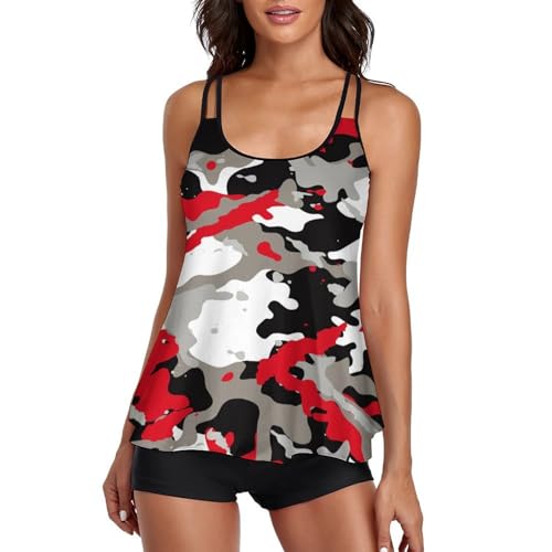 Maillot de bain tankini femme dissimulant les formes avec short de garçon confortable