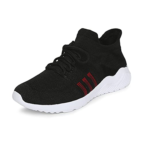Image of Longies Men's Shoes with lace Black & Red Casual Shoes-9 /UK (LGMLSSV001)