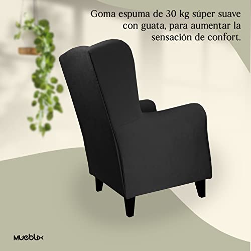 Miniatura 4 de Mueblix.Com Sillón Butaca Orejero Lisboa Sofa Con Orejas Butacas De Salón Modernas Butaca Confortable Patas Enroscadas No Montaje Color Antracita