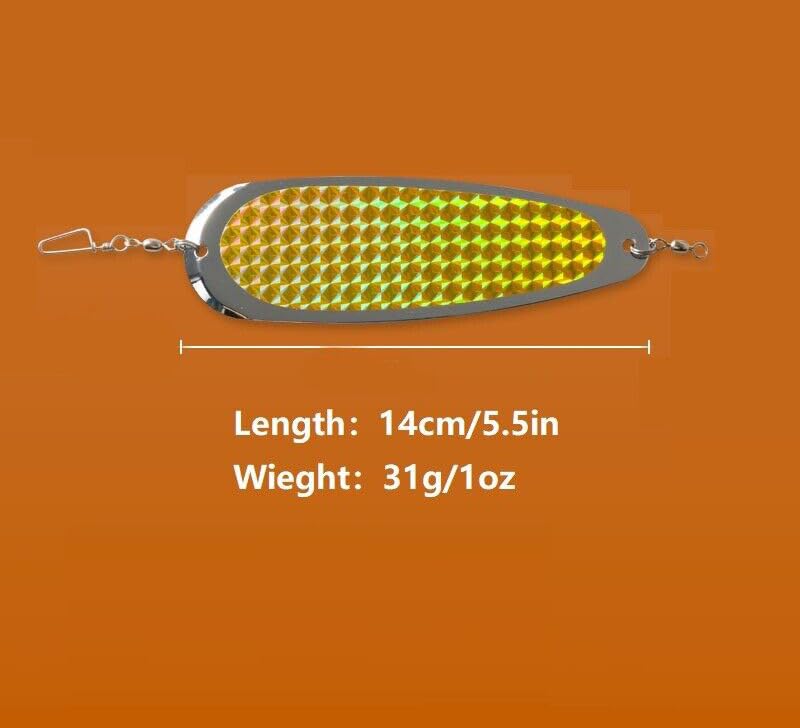 KTGCOZS Pack of 2 5.5in/1oz Blade Fishing Flasher Spoon Trolling Fishing for Bass Trout