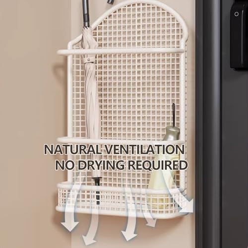 Wall-Mounted Metal Umbrella Holder with Drip Tray, Space-Saving Floating Umbrella Stand for Entryway, Stylish Organizer Bucket for Home & Office