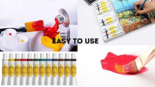 Artme Acrylic Paint Set 12 Colours Tubes (12ml) Premium Quality for Students & Artists, Rich shades -Compact, Easy to use
