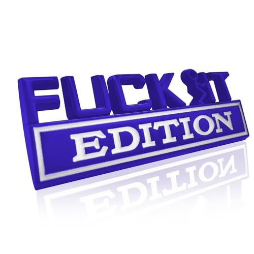 Image of Fuck IT Edition Emblem, Car Exterior Emblems Badge 3D Sticker Decal, Fuck-IT Edition Emblem 3D Fender Badge Decal, 3D Fender Badge Decal Car Truck Replacement, Fit for All Cars (Blue White)