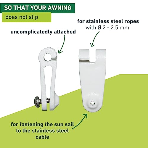 Windhager Running Hooks for Attaching Awning or Rope Tension Awning, Set of 30 with Stainless Steel Screws