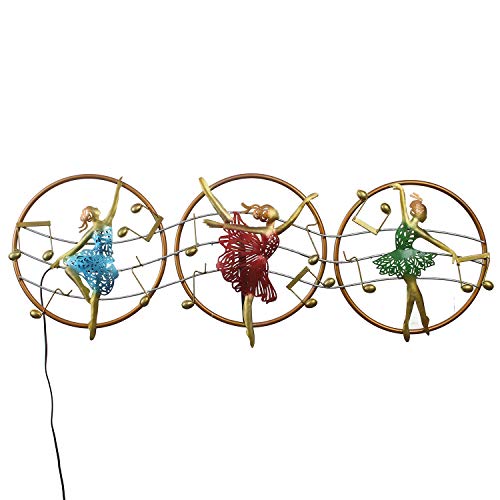 Image of eCraftIndia Set of 3 Dancing Lady Handcrafted Iron Wall Hanging with Background LED's