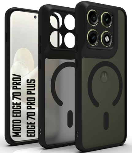 Image of RIGGEAR Shockproof Sleek Hybrid Armor Magnetic Back Cover Case Compatible with MagSafe Accessories for Motorola Moto Edge 70 Pro /Edge 70 Pro Plus 5G (Smoke Black Matte PC + Black TPU Bumper)